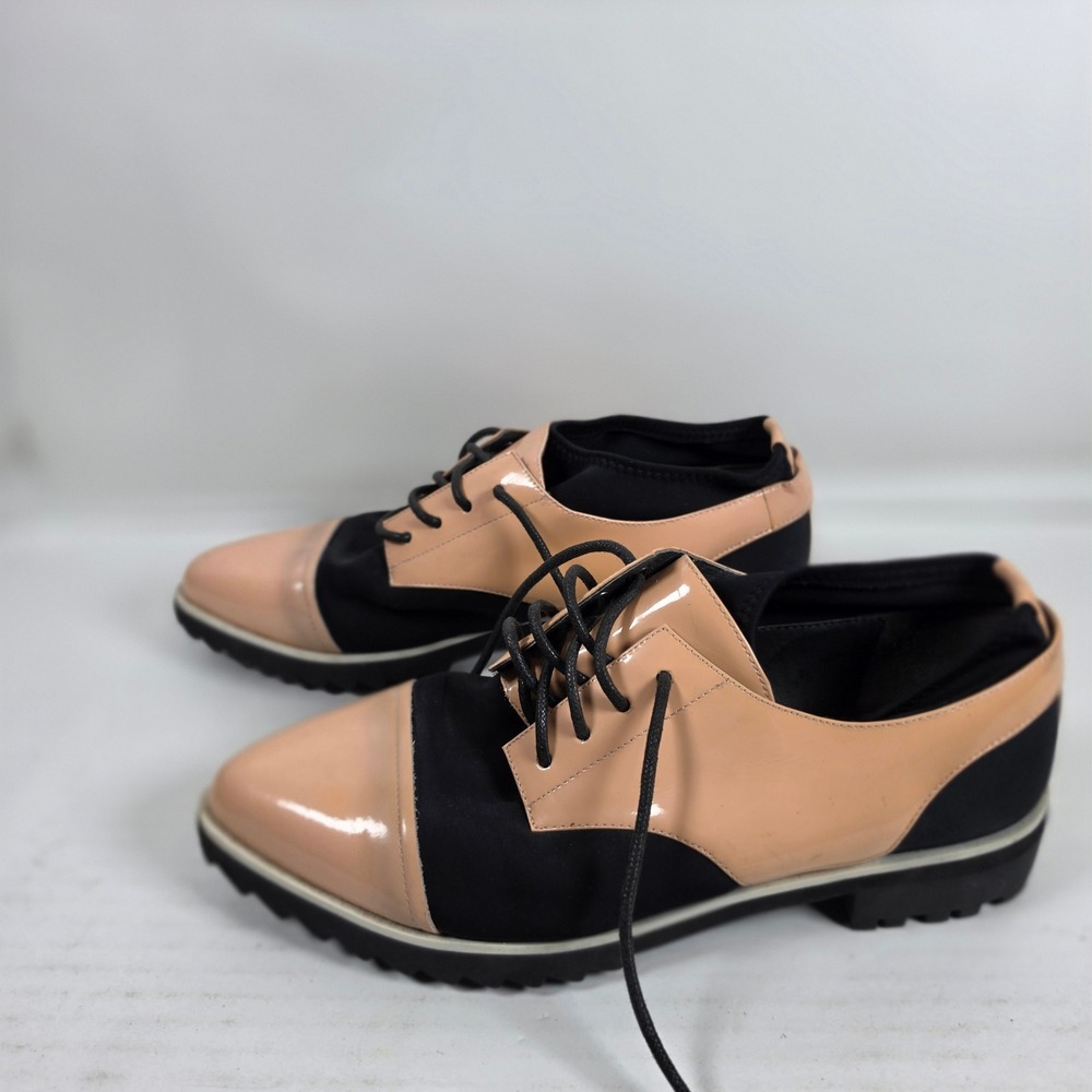 United Nude Jacky Oxford Shoes Nude Black Patent Textile Lug Sole Size 37